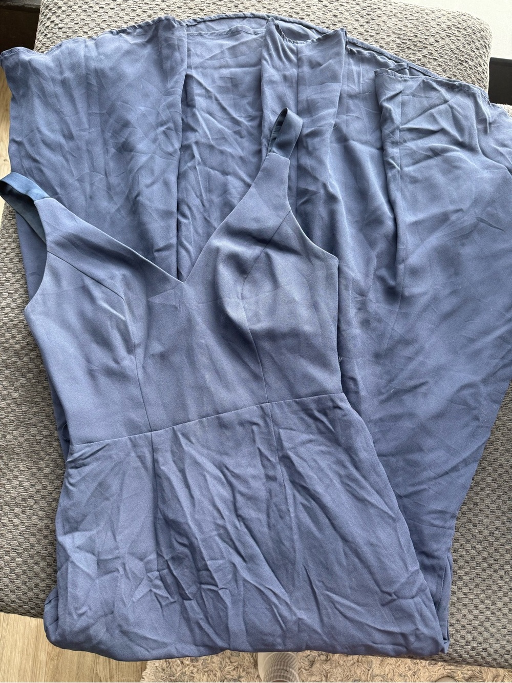 Women's Slate Blue V-Neck Slip Dress